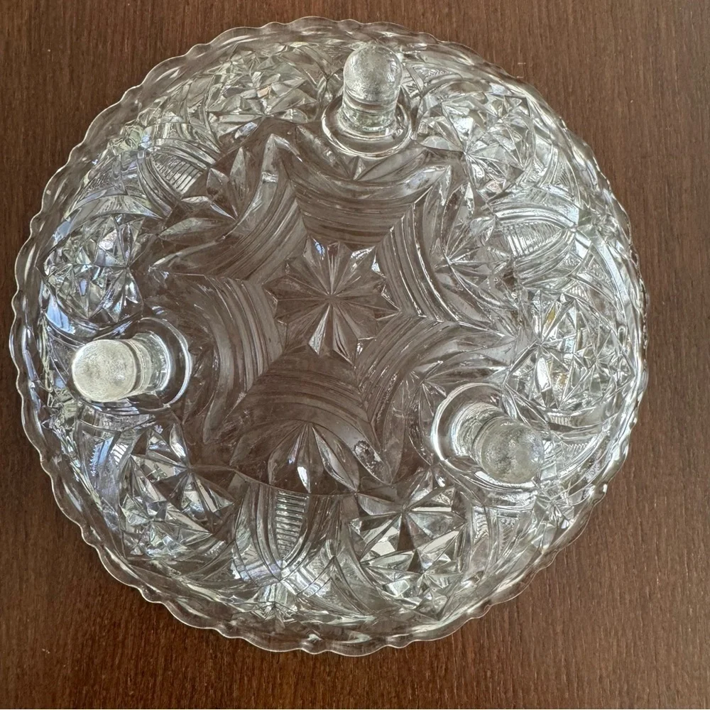 VINTAGE ANCHOR HOCKING 3 FOOTED GLASS BOWL